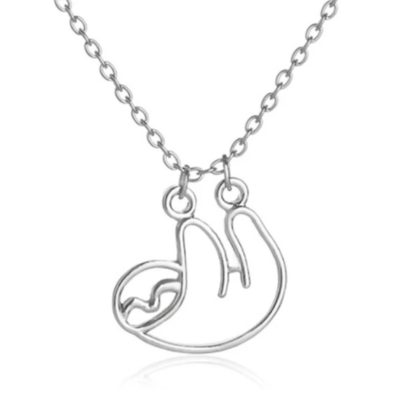Silver, gold or rose gold sloth necklace, animal - Picture 2 of 4